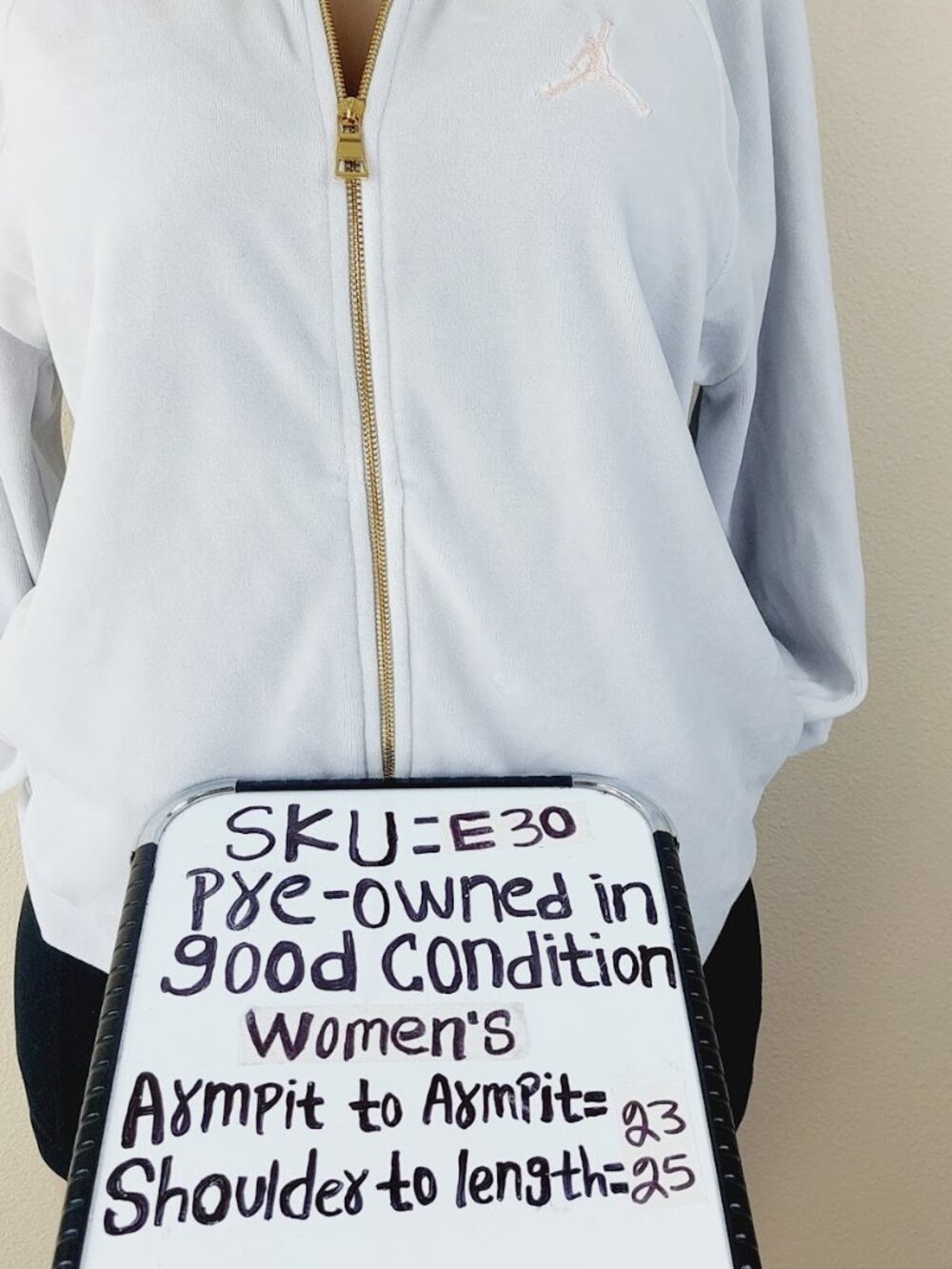 Jordan Women's Off-White Classic Sailor Neck Sports Fleece Jacket Size XL - Picture 12 of 12
